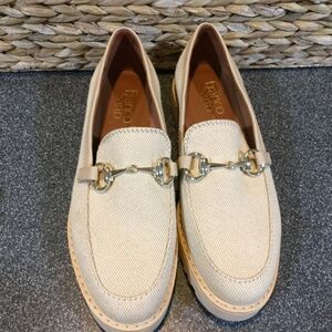 Franco Sarto Tan “Caso”Loafers with Gold Accents